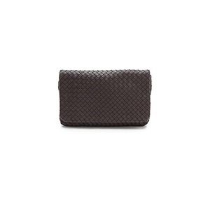 Christopher Kon Woven Ellena Black Leather Clutch